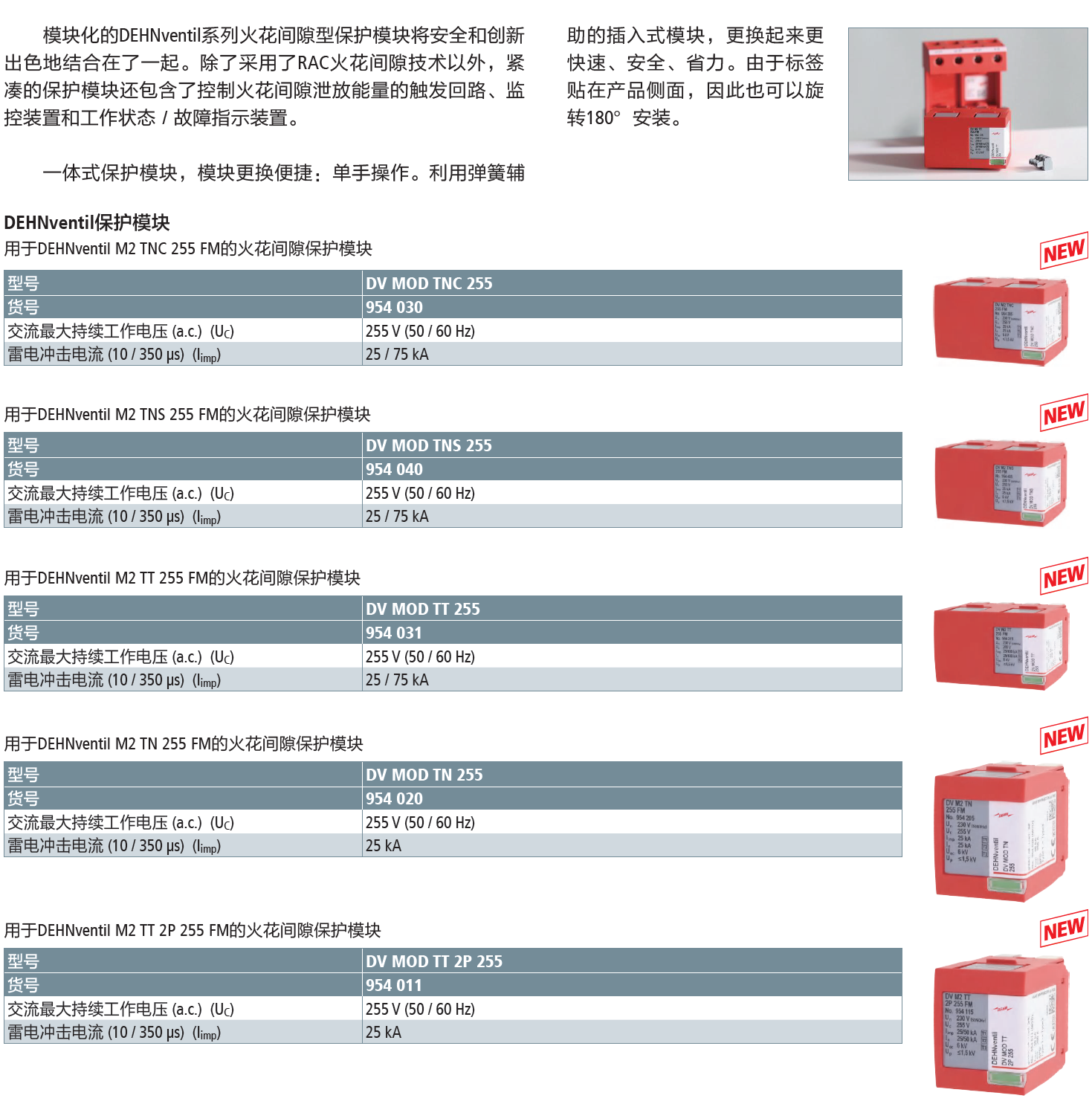 DV MOD TNC 255(954 030)，DV MOD TNS 255(954 040)，DV MOD TT 255(954 031)，DV MOD TN 255(954 020)，DV MOD TT 2P 255(954 011)