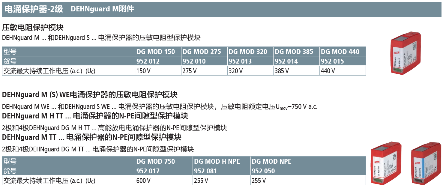 DG MOD 150(952 012)，DG MOD 275(952 010)，DG MOD 320(952 013)，DG MOD 385(952 014)，DG MOD 750(952 017)，DG MOD H NPE(952 081)，DG MOD NPE(952 050)